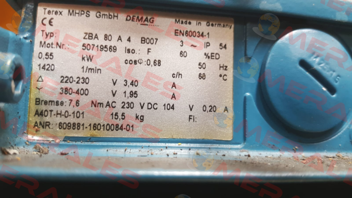 P/N: K0002073 Type: ZBA 80 A 4 B007 Demag
