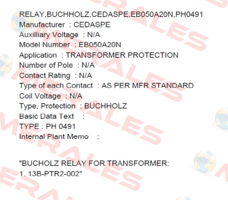BEB050A20N0 old code/ BEB050A27N1new code Cedaspe