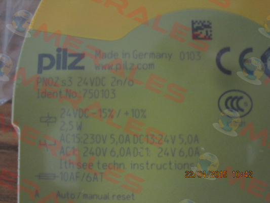 p/n: 750103, Type: PNOZ s3 24VDC 2 n/o Pilz