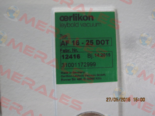 12416  AF 16 - 25 DOT  Auspuff-Filter  Anschluss DN 25KF Leybold