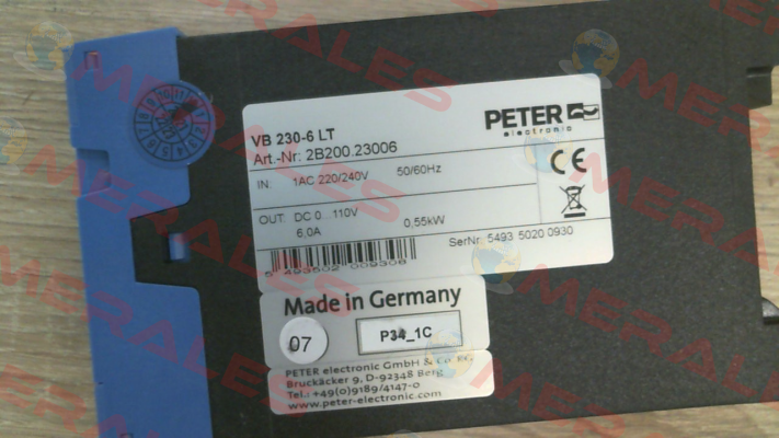 P/N: 2B200.23006, Type: VB 230-6LT Peter Electronic