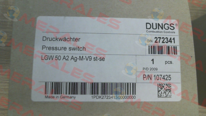 P/N: 272341,  Type: LGW 50 A2 Ag-M-V9 st-se 1P Dungs