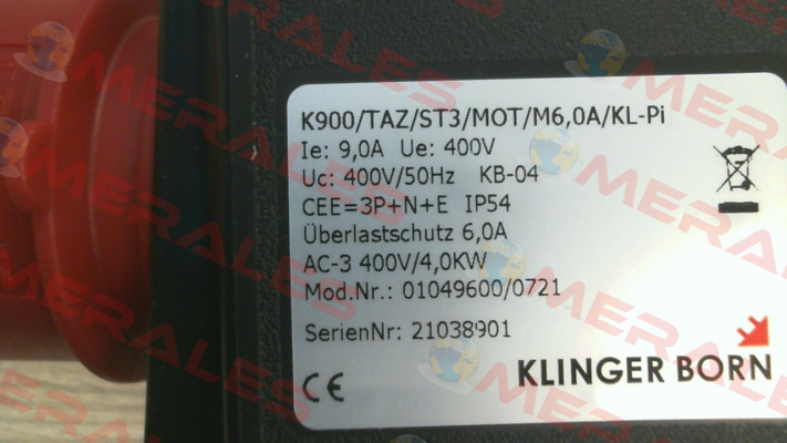 K900/TAZ/ST3/Mot/M6,0A/KL-Pi/Phw (0104.9600) Klinger Born