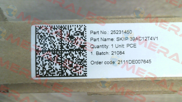 P/N: 25231450 Type: SKiiP 39AC12T4V1 Semikron