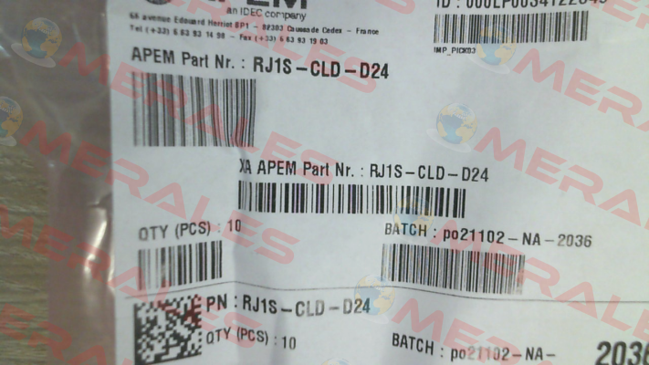 P/N: 210655 Type: RJ1S-CLD-D24 (pack x10) Idec