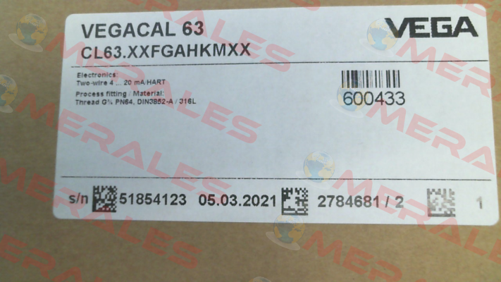 P/N: CL63.XXFGAHKMXX, Type: VEGACAL 63 Vega