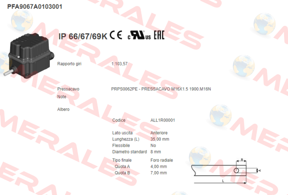 PFA9067A0103001 Ter Tecno Elettrica Ravasi