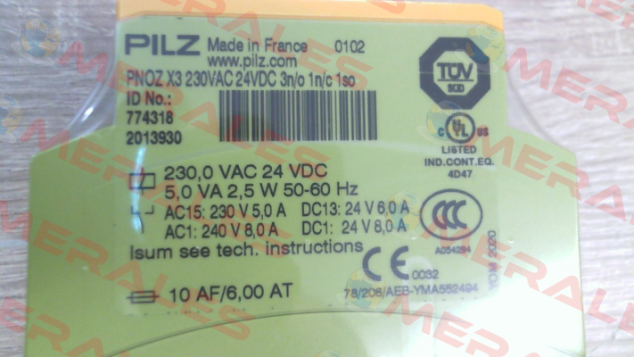 p/n: 774318, Type: PNOZ X3 230VAC 24VDC 3n/o 1n/c 1so Pilz