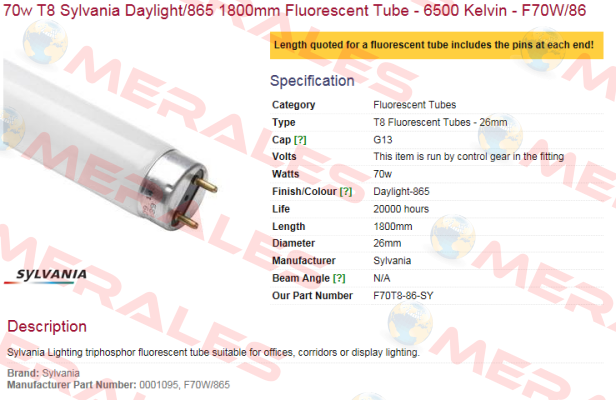 F70T8-86-SY  Sylvania