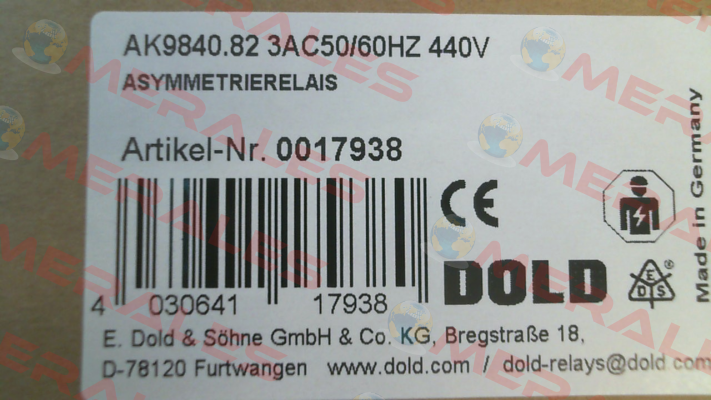0017938 / AK9840.82 3AC50/60HZ 440V Dold