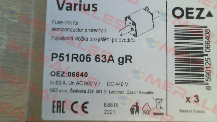 Art. No. OEZ:06640, Type: P51R06 63A gR OEZ