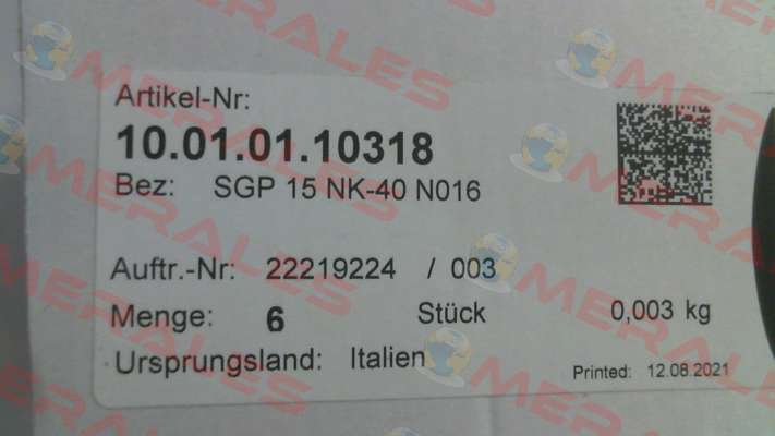 10.01.01.10318 / SGP 15 NK-40 N016 Schmalz