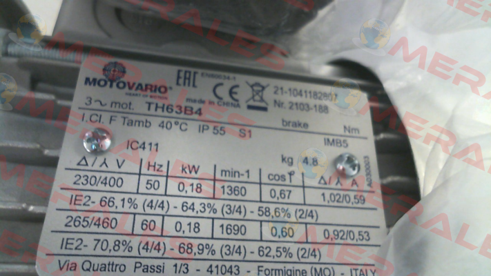 TH 063 B4 0,18 IE2 Motovario