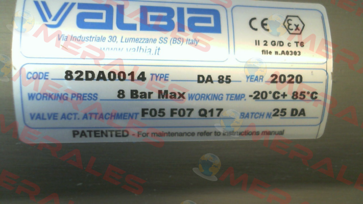 82DA0014 DA85 Valbia