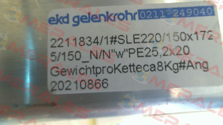 SLE 220 /150 x 1725 / 150-N/N "w" Ekd Gelenkrohr