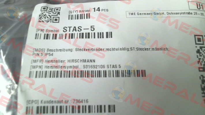 931692106 / STAS 5 Belden (Lumberg / Hirschmann)