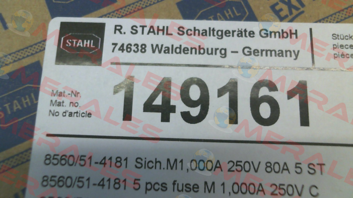 P/N:149161 Type: 8560/51-4181 Stahl
