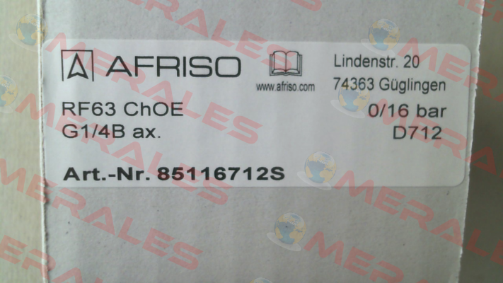 P/N;85116712S; Type:RF63ChGly 0/16bar 1/4 ax D712 Afriso