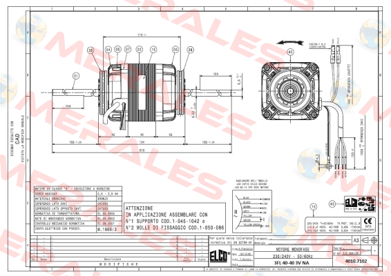 108206 / 1BT 40-40 3V NA 230V 50/60Hz Elco