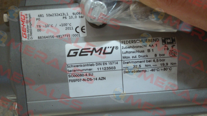 SC0060U4/5 F05F07NS14A   Gemü