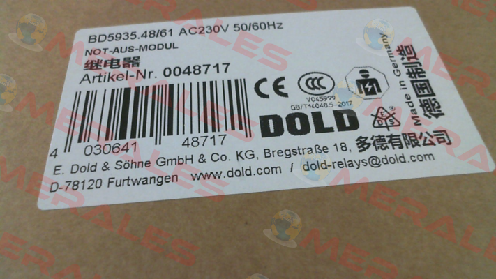 p/n: 0048717, Type: BD5935.48/61 AC230V 50/60Hz Dold