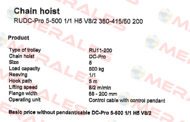 RUDC-Pro 5-500 1/1 H5 V8/2 380-415/50 200  Demag