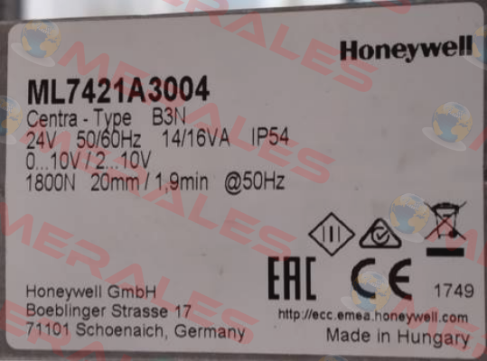 ML7421A3004 Honeywell