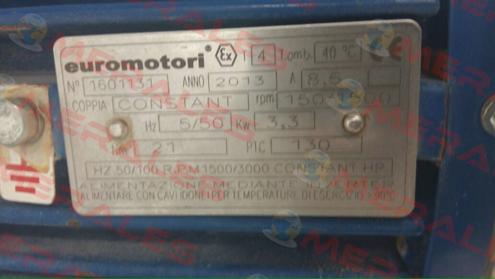 230/400v/3ph/50hz 4p 5.5kw B3/B14 II2GD Ex db IIB T4 Gb  Euromotori