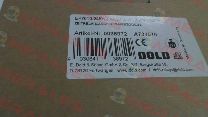 p/n: 0036972, Type: EF7610.24/012 AC50/60HZ 230V 16M Dold