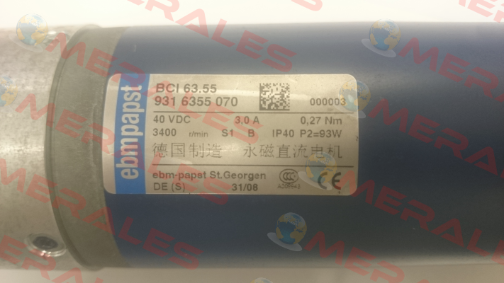 BCI 63.55  931 6355 070 40VDC OEM EBM Papst