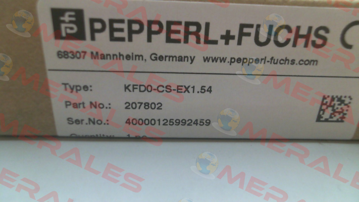 P/N: 207802 Type: KFD0-CS-EX1.54 Pepperl-Fuchs