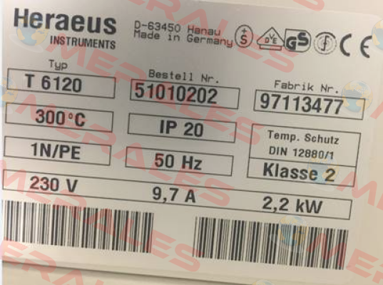 51010202 (Type T6120) is no longer available - 51010272 Alternative.  Heraeus