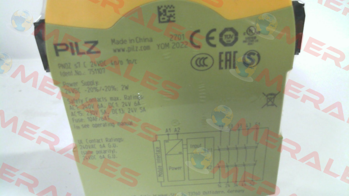 p/n: 751107, Type: PNOZ s7 C 24VDC 4 n/o 1 n/c Pilz