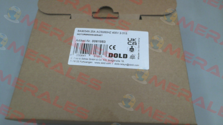 p/n: 0061853, Type: BA9034N 25A AC50/60HZ 400V 2-31S Dold