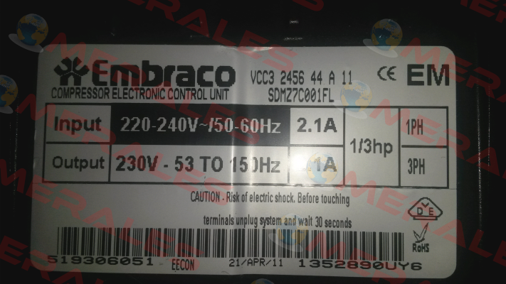 VCC3 2456 44  OEM Embraco
