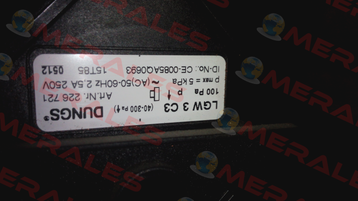 LGW 3 C3, Art.N 226721 -  not available possible replacement(LGW 3 A2-7 / 257435;LGW 3 A2-7 / 257435;LGW 3 A4, 0.4 / 221590;DMV-D 503/11 / 222 326)  Dungs