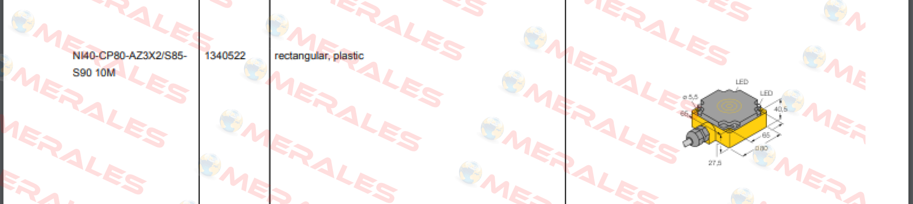 NI40-CP80-AZ3X2/S85-S90 10M Turck
