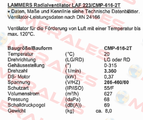 1012516 / CMP-616-2T (LAF223/616-2T) Sodeca