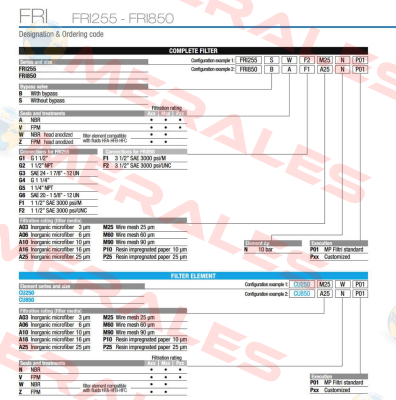 FRI-850-B-V-F1-XXX-N-S MP Filtri