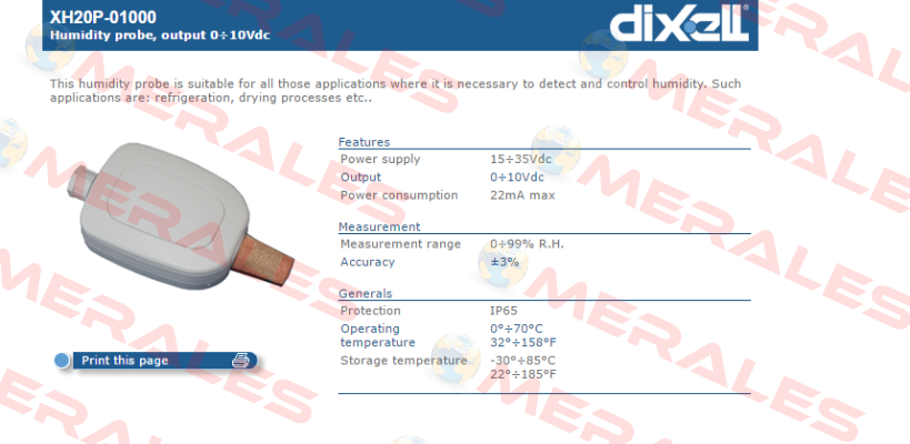 XH20P-01000 Dixell
