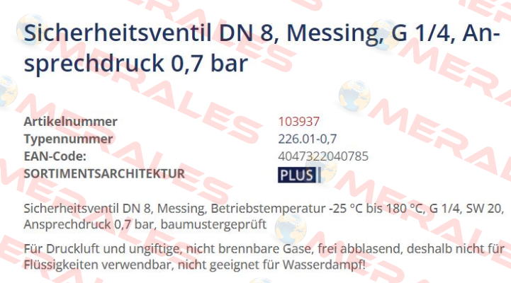 P/N: 103937 Type: 226.01-0,7 Riegler