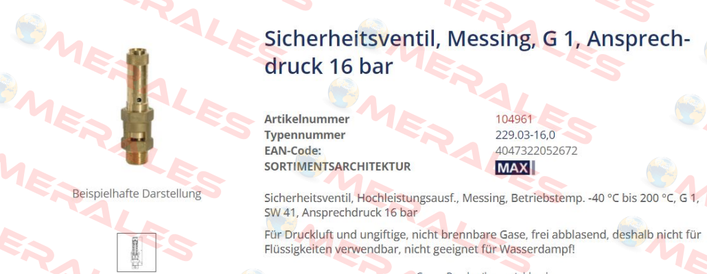 P/N: 104961 Type: 229.03-16,0 Riegler