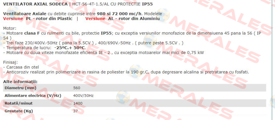 1003070 / HCT-56-4T-1.5/AL IE3 Sodeca