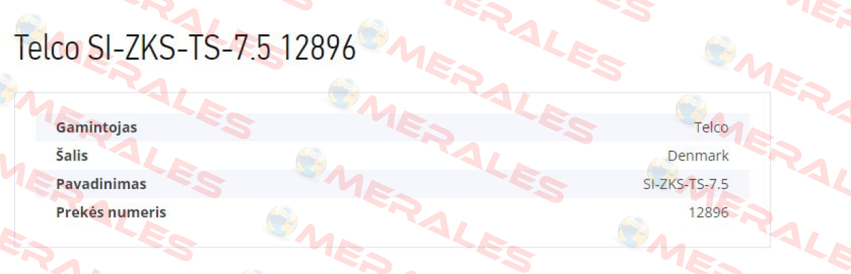 p/n: 12896, Type: SI-ZKS-TS-7.5 Telco