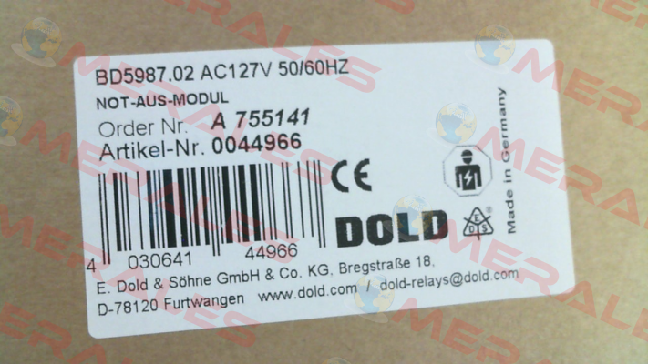 p/n: 0044966, Type: BD5987.02 AC127V 50/60HZ Dold