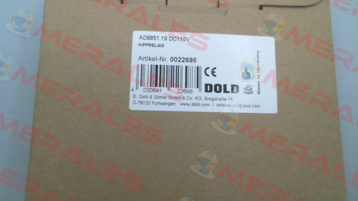 p/n: 0022698, Type: AD8851.19 DC110V Dold