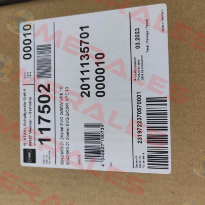 PN: 117502 Type: 6042/963-21 Stahl
