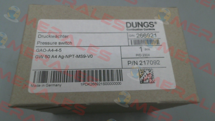 P/N: 266921, Type:  GAO-A4-4-543516WC Dungs