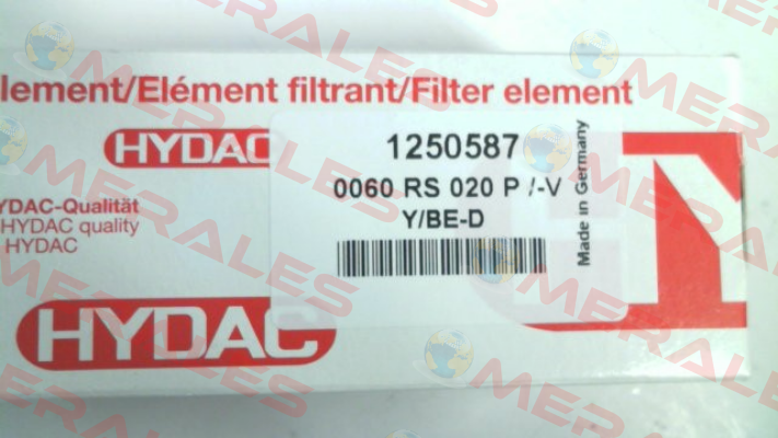 P/N: 1250587, Type: 0060 RS 020 P /-V Hydac