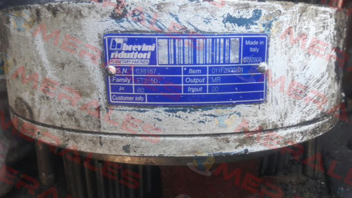 Art. Nr. 011F2600201 , type ET3150/MR/80/00  Brevini